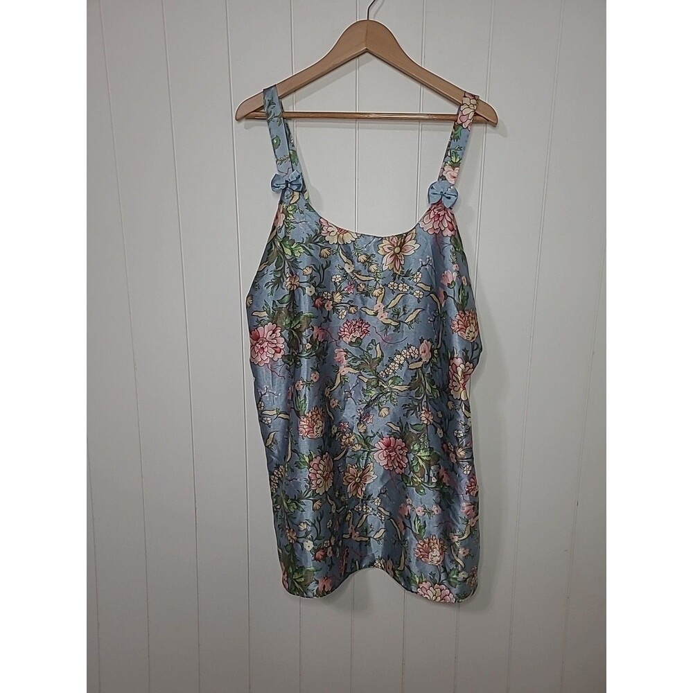 Vintage Sante Floral Sleep Slip Dress Nightgown Plus 1X Lingerie Romantic Bow